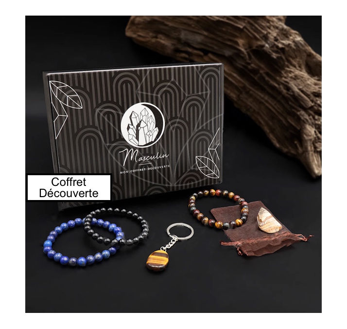 kit coffret coffret découverte oeil de tigre lithothérapie braclet pierre masculin